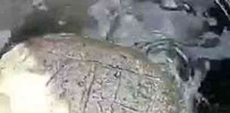 A stone with the name ‘Ram’ found floating in the river