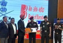 Bank of Baroda signs MoU with the Indian Army for Agniveers Lt. Gen. V Sreehari, SC, SM, DG (MP & PS); Major Gen. Ashok Singh, ADG PS and Lt. Gen. Ranbir Singh Salaria, PVSM, VSM (Retd.), Chief Defence Banking Advisor, Bank of Baroda.