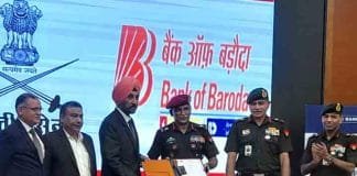 Bank of Baroda signs MoU with the Indian Army for Agniveers Lt. Gen. V Sreehari, SC, SM, DG (MP & PS); Major Gen. Ashok Singh, ADG PS and Lt. Gen. Ranbir Singh Salaria, PVSM, VSM (Retd.), Chief Defence Banking Advisor, Bank of Baroda.