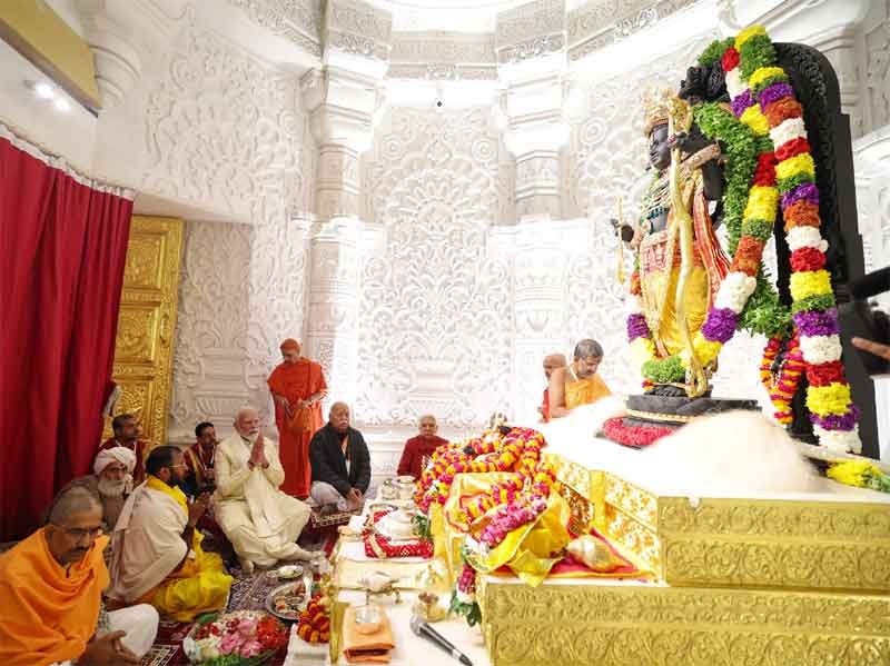 PM at the Pran Pratishtha ceremony of Shree Ram Janmaboomi Temple in Ayodhya