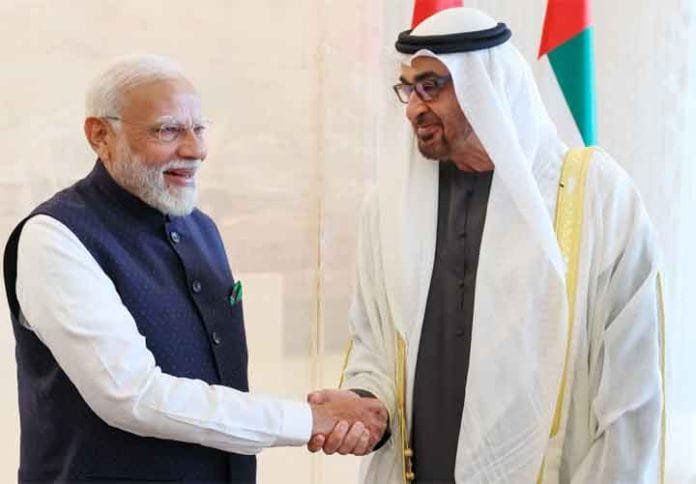 PM Modi and President of the United Arab Emirates, Sheikh Mohammed bin Zayed Al Nahyan