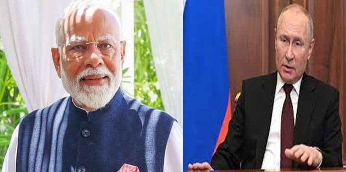 PM Narendra Modi with President Vladimir Putin