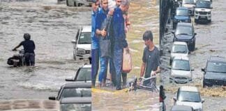 Two Hours of Rain Floods Delhi: Noida and Gurugram Also Hit by Waterlogging Flash Floods in Delhi NCR Commuters Struggle Amidst Heavy Waterlogging