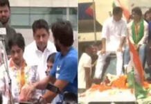 Vinesh Phogat Receives Hero’s Welcome at Delhi Airport Following Paris Olympics Vinesh Phogat with Bajrang Punia and Sakshi Malik