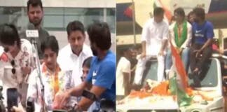 Vinesh Phogat Receives Hero’s Welcome at Delhi Airport Following Paris Olympics Vinesh Phogat with Bajrang Punia and Sakshi Malik