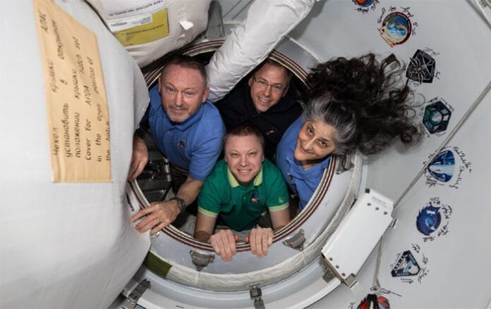 Crew-9 astronauts inside the SpaceX Dragon, preparing for their epic return to Earth!