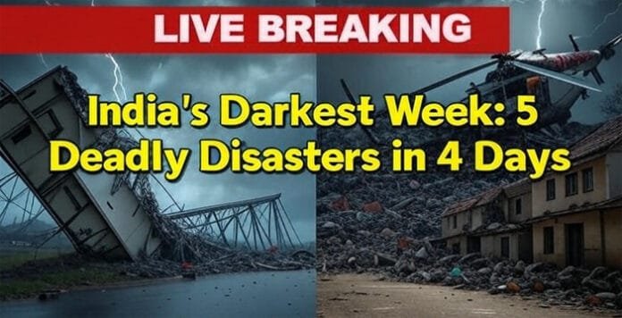 Back-to-back tragedies hit India: 5 massive disasters in 96 hours. Get the shocking details of the crashes, collapses, and rising death toll