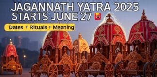 Jagannath Rath Yatra 2025 Begins June 27: Dates, Rituals & Myths Revealed Jagannath Rath Yatra 2025 is back! Learn the holy meaning behind the journey of Lord Jagannath, Balabhadra, and Subhadra — from Sahastradhara to Gundicha