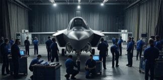 British Fighter Jet F-35B Under Intensive Repairs at Thiruvananthapuram Airport Curtain-covered hangar in Kerala hides British F-35B as elite engineers begin repairs
