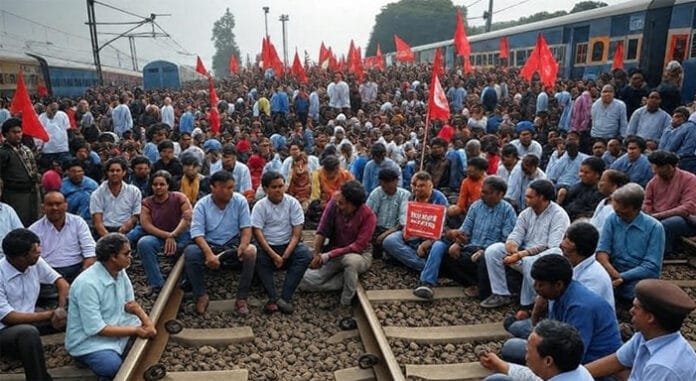 rotesters block major roads during India’s nationwide strike—Essential services hit hard.