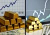 Gold Prices Rebound in India as Fed Signals Trigger Safe-Haven Rush Gold bars and Indian rupee notes with price rise graph showing rebound in bullion rates