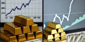 Gold Prices Rebound in India as Fed Signals Trigger Safe-Haven Rush Gold bars and Indian rupee notes with price rise graph showing rebound in bullion rates