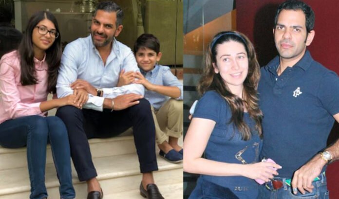 Karisma Kapoor with her children Samaira and Kiaan Raj Kapoor during a public appearance, linked to the Sunjay Kapoor will dispute.