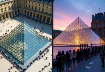 Art Heist at the Louvre Museum — A Cultural Shock Worldwide Louvre Museum glass pyramid Paris visitors queue after jewel heist, police investigation Louvre gallery crime scene