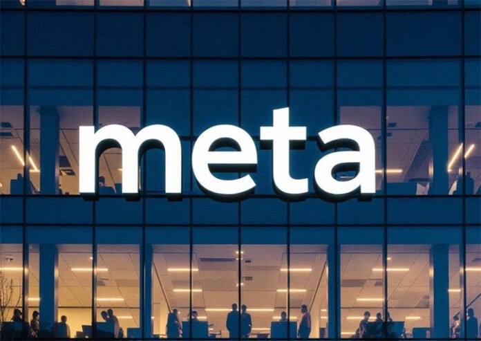 Meta headquarters building with employees leaving after AI division job cuts