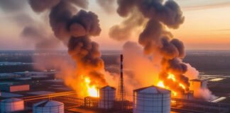 Drone Attack Halts Russia’s Novokuibyshevsk Oil Refinery Amid Geopolitical Tensions Oil tanks and pipelines affected by drone attack in Russia