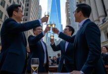 Global Markets Surge — US-China Trade Deal Boosts Investor Sentiment Traders celebrating on Wall Street after US-China trade deal announcement