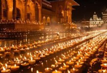 Ayodhya Deepotsav 2025: Record-Breaking Diwali Illumination Set to Amaze Millions Millions of diyas lit along Ayodhya ghats during Deepotsav 2025.