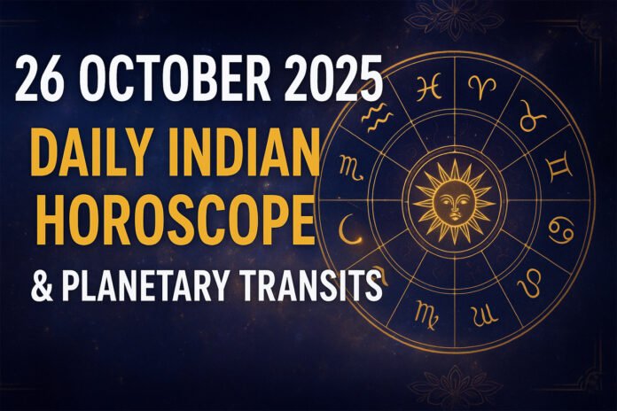 daily-horoscope-India-26-Oc daily horoscope India 26 October 2025 zodiac graphics planets alignment