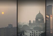 Delhi Air Quality Continues ‘Very Poor’ for Fourth Day After Diwali Smog-covered skyline of Delhi showing severe air pollution post-Diwali 2025