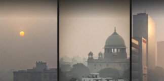 Delhi Air Quality Continues ‘Very Poor’ for Fourth Day After Diwali Smog-covered skyline of Delhi showing severe air pollution post-Diwali 2025
