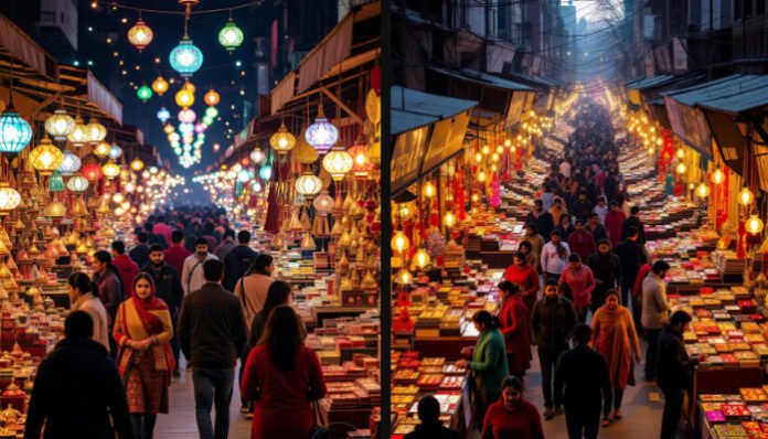 Traders celebrating record Diwali 2025 sales in Indian market