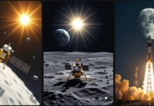 ISRO Chandrayaan‑2 Observes Sun’s Impact on Moon: A Historic Lunar Discovery Chandrayaan‑2 lunar orbiter in space observing the Moon.