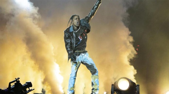 Travis Scott performing live on stage during Circus Maximus Tour Delhi 2025.