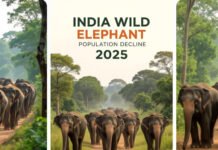 India’s Wild Elephant Count Drops 18%: DNA Census Rings Alarm Bells Herd of wild elephants in Indian forest, India’s wild elephant population decline 2025