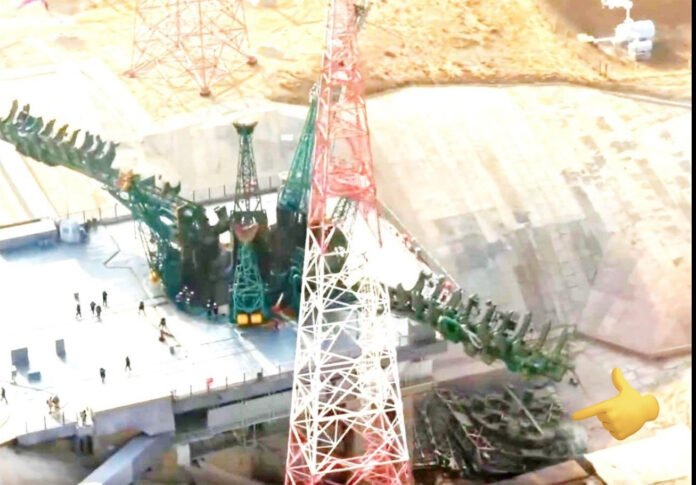 Damage at Baikonur Cosmodrome After Soyuz MS-28 Launch Flames engulf the Baikonur Cosmodrome Launch Pad 31 during the Soyuz MS-28 liftoff.