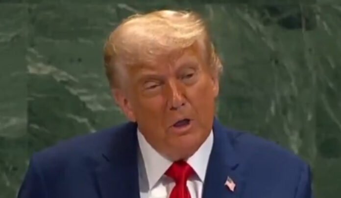 Donald Trump addresses supporters at a 2025 Florida rally during a heated immigration speech.