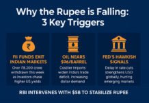 Rupee Crashes to Record ₹85.50 per Dollar Amid FII Outflows and Fed Rate Jitters “Why the Rupee is Falling: 3 Key Triggers”