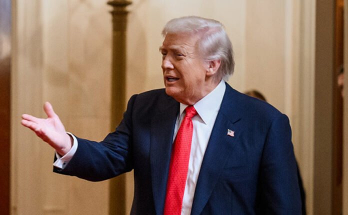 President Trump announcing an immigration ban during a televised post-Thanksgiving address at the White House.