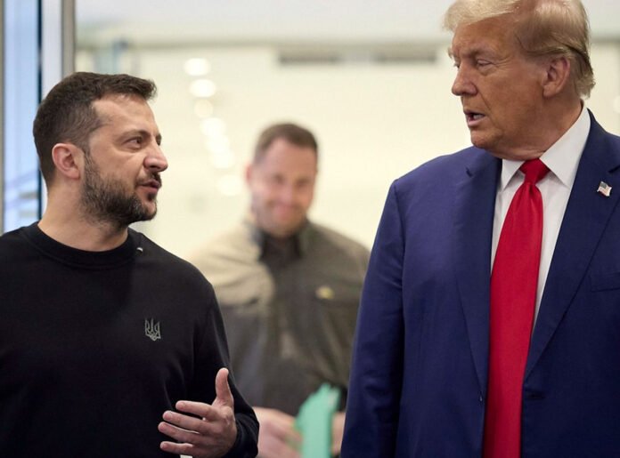 Donald Trump and Volodymyr Zelenskyy meeting at Mar-a-Lago to discuss Ukraine peace talks