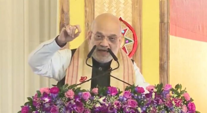 Union Home Minister Amit Shah addresses a public rally in Assam ahead of assembly elections.