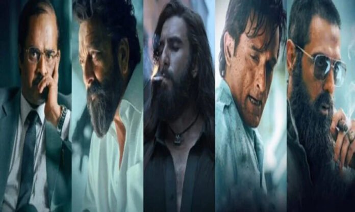 Ranveer Singh in intense action pose from Dhurandhar spy thriller movie