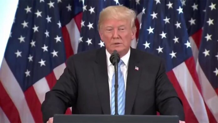 President Donald Trump announcing potential tariffs on semiconductors and electronics in 2025