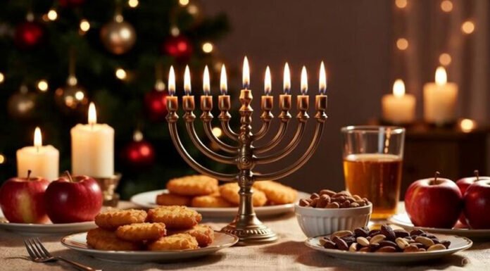 hanukkah-2025-festival-of-l Hanukkah 2025 celebration with menorah lighting and candles