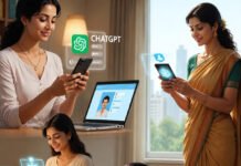India’s AI Adoption Surges, Transforming Women’s Lives at Home and Work Indian women using AI tools like ChatGPT to manage household tasks
