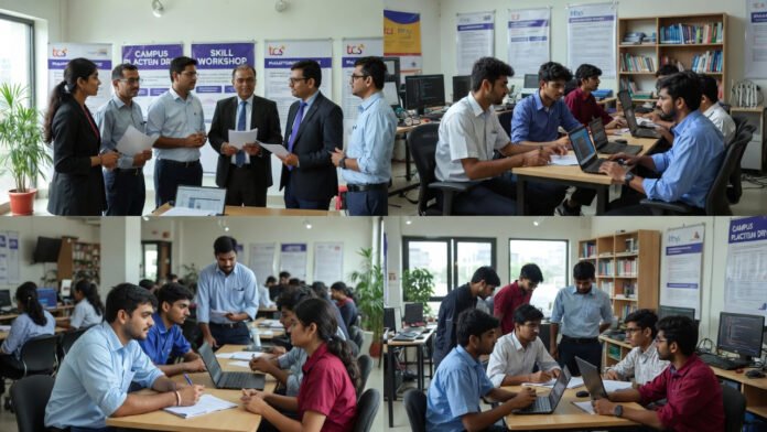 Indian students at campus placements and skill development programs in 2025