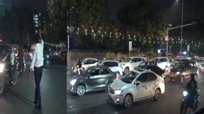 Delhi Traffic Police barricades at Connaught Place for New Year 2026 advisory