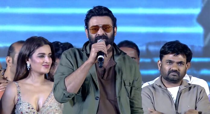 Prabhas at The Raja Saab pre-release event with director Maruthi