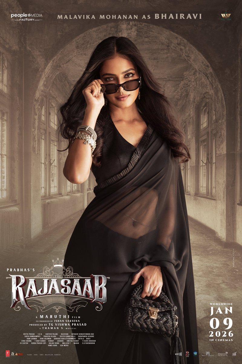 The Raja Saab First Look: Malavika Mohanan Revealed as Bhairavi in Prabhas’ Horror-Comedy Film