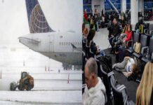 Snowstorm Disrupts US Travel: 1,500 Flights Canceled Across Northeast and Great Lakes Passengers stranded at JFK Airport due to heavy snowstorm, with canceled flight boards visible