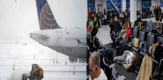 Snowstorm Disrupts US Travel: 1,500 Flights Canceled Across Northeast and Great Lakes Passengers stranded at JFK Airport due to heavy snowstorm, with canceled flight boards visible