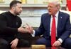 Ukraine Peace Talks Gain Momentum as Zelenskyy-Trump Meeting Nears, Putin Sets Firm Conditions Ukrainian President Zelenskyy amid Kyiv skyline following Russian missile attack