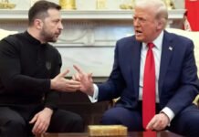 Ukraine Peace Talks Gain Momentum as Zelenskyy-Trump Meeting Nears, Putin Sets Firm Conditions Ukrainian President Zelenskyy amid Kyiv skyline following Russian missile attack