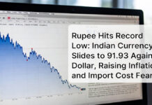 Rupee Hits Record Low: Indian Currency Slides to 91.93 Against Dollar, Raising Inflation and Import Cost Fears Indian rupee hits record low of 91.93 against US dollar