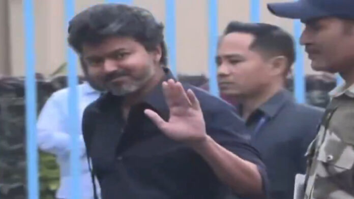 Vijay Thalapathy arriving at the CBI headquarters in New Delhi for questioning in the Karur stampede case.