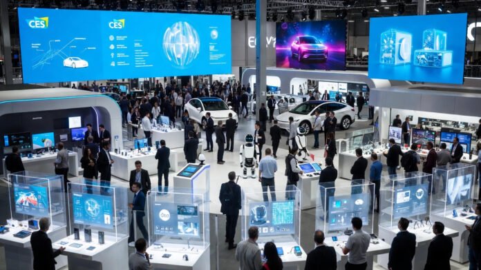 ces-2026-las-vegas-tech-eve CES 2026 event at Las Vegas Convention Center showcasing futuristic technology